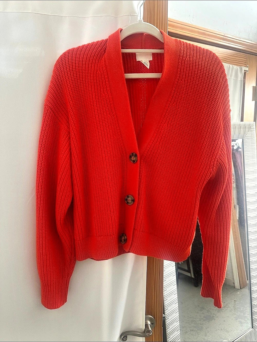 H&M Red Cotton Cardigan Size Medium